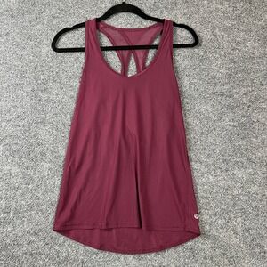 Lululemon Tank Top Burgundy Maroon Strappy Mesh Back Yoga Gym Womens Small